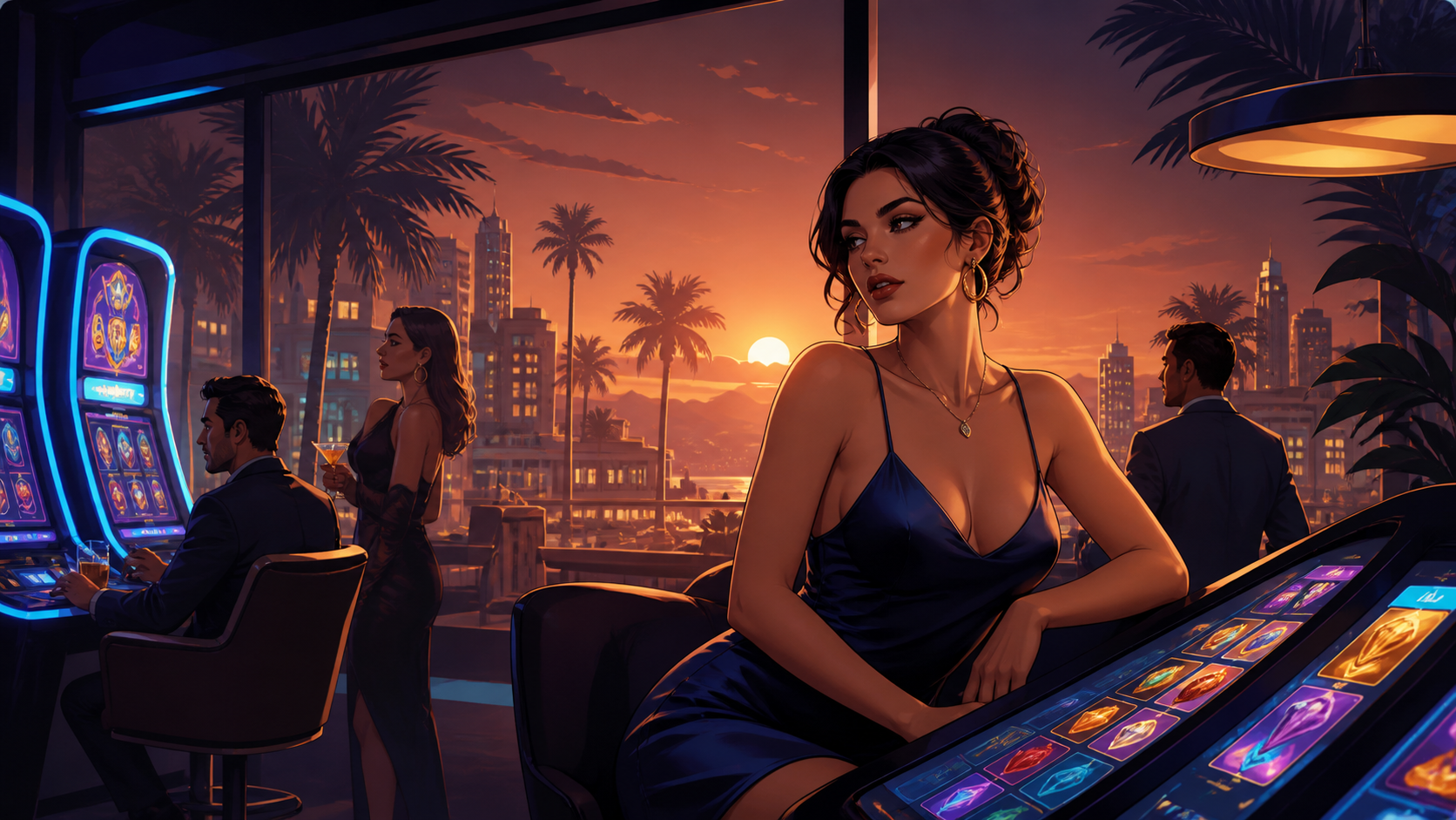 Lobby Snatch Casino illuminata al tramonto